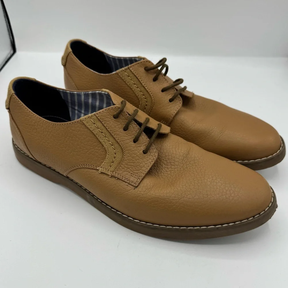 Sperry Men's Newman Tumbled Leather Oxford Tan Lace Up Shoes size 9.5‎ office